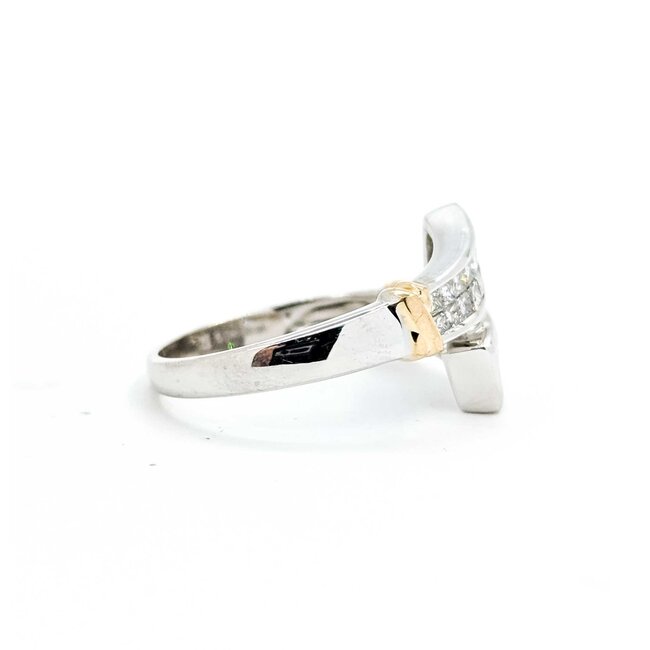 Ring Crossover Invisible Set .65ctw Princess Diamonds 14ktt Sz9.5 4.8g 225070062