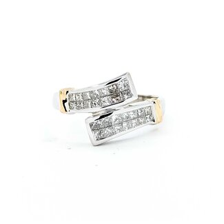 Ring Crossover Invisible Set .65ctw Princess Diamonds 14ktt Sz9.5 4.8g 225070062