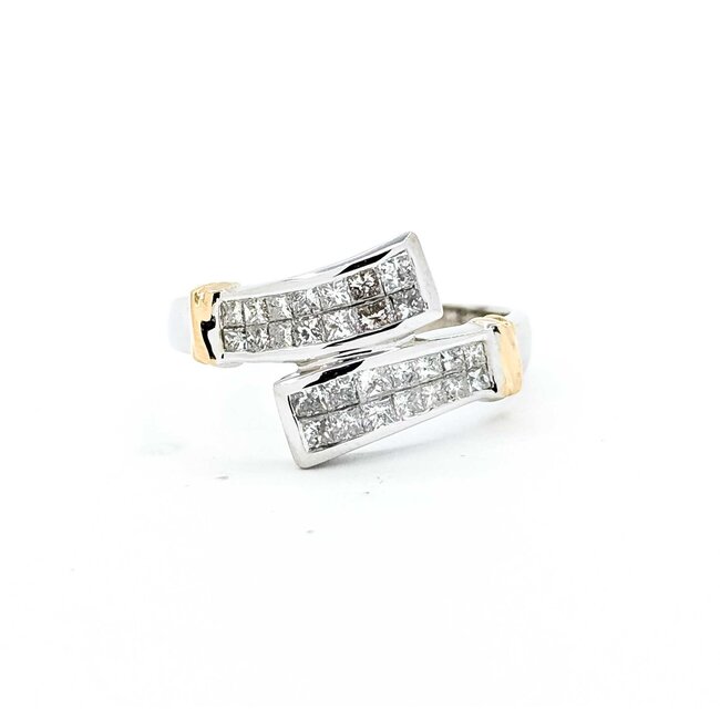 Ring Crossover Invisible Set .65ctw Princess Diamonds 14ktt Sz9.5 4.8g 225070062