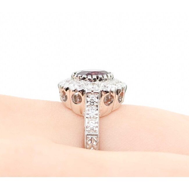 Ring Halo .90ctw Round Diamonds 1.95ct Rubellite Tourmaline 18kw Sz6.75 5.0g 225070034