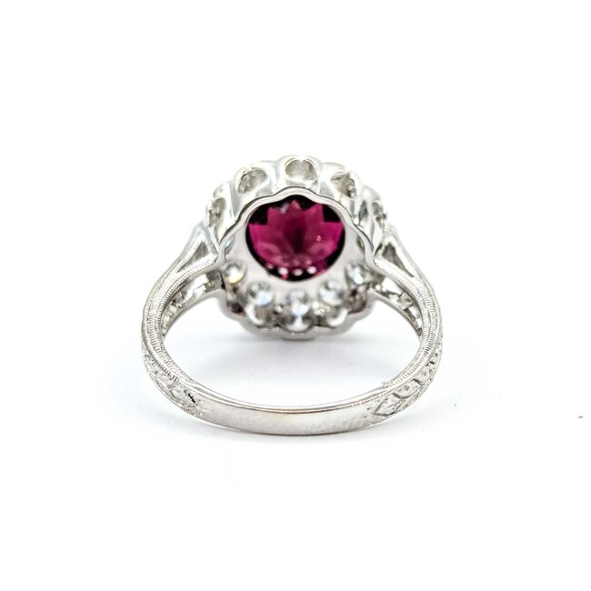 Ring Halo .90ctw Round Diamonds 1.95ct Rubellite Tourmaline 18kw Sz6.75 5.0g 225070034