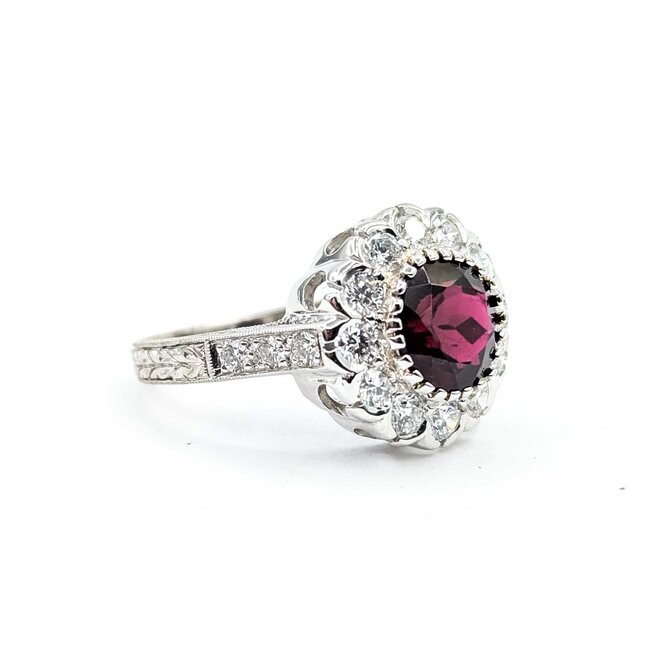 Ring Halo .90ctw Round Diamonds 1.95ct Rubellite Tourmaline 18kw Sz6.75 5.0g 225070034