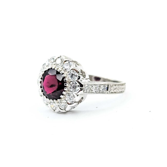 Ring Halo .90ctw Round Diamonds 1.95ct Rubellite Tourmaline 18kw Sz6.75 5.0g 225070034