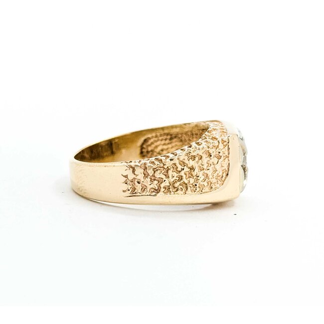 Ring Nugget Style .20ct Round Diamond 14ky 11mm Sz10 7.8g 225070079