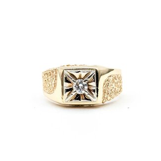 Ring Nugget Style .20ct Round Diamond 14ky 11mm Sz10 7.8g 225070079