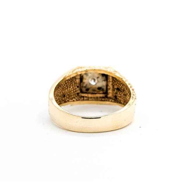 Ring Nugget Style .20ct Round Diamond 14ky 11mm Sz10 7.8g 225070079