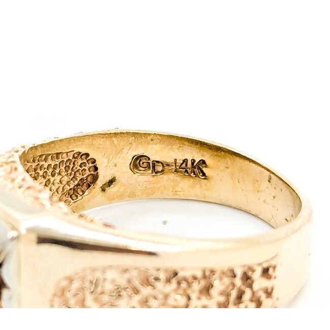 Ring Nugget Style .20ct Round Diamond 14ky 11mm Sz10 7.8g 225070079