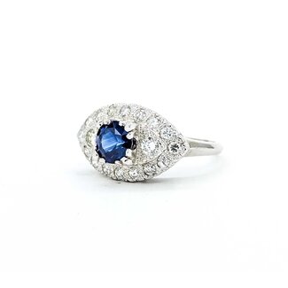 Ring Mid Century .68ctw Round Diamonds 1.20ctw Blue Sapphire 14kw Sz6 3.9g 225070042