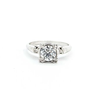 Ring Vintage Engagement .80ct Round Diamond .04ctw Diamonds 14kw Sz6 2.92g 225070003