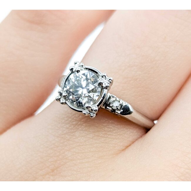 Ring Vintage Engagement .80ct Round Diamond .04ctw Diamonds 14kw Sz6 2.92g 225070003