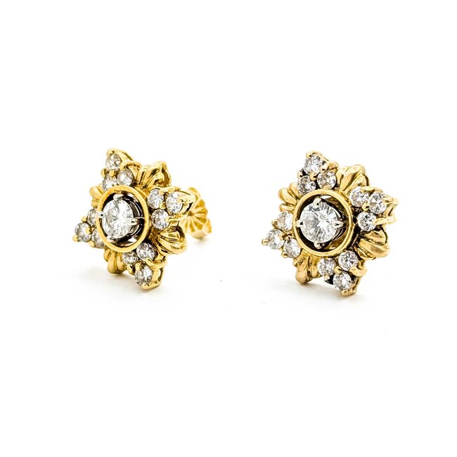 Earrings Snowflake 1.86ctw Round Diamonds 18ky 17.5mm 9.5g 225070011
