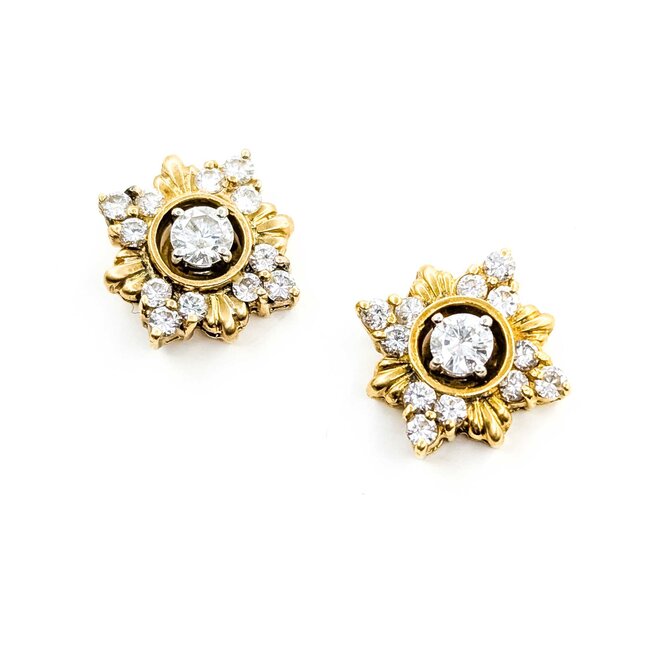 Earrings Snowflake 1.86ctw Round Diamonds 18ky 17.5mm 9.5g 225070011