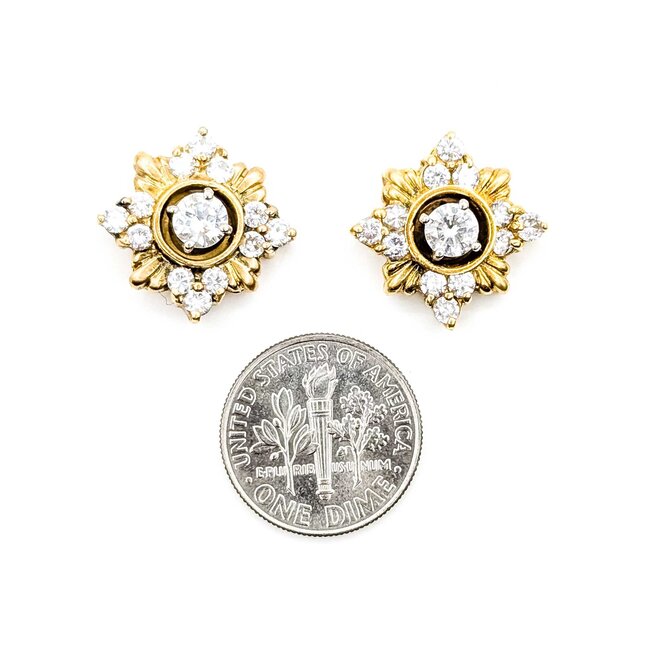 Earrings Snowflake 1.86ctw Round Diamonds 18ky 17.5mm 9.5g 225070011
