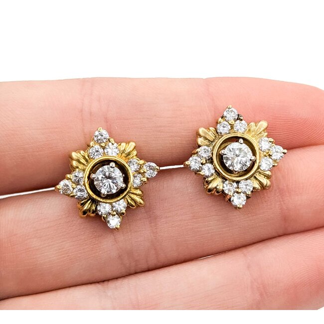 Earrings Snowflake 1.86ctw Round Diamonds 18ky 17.5mm 9.5g 225070011