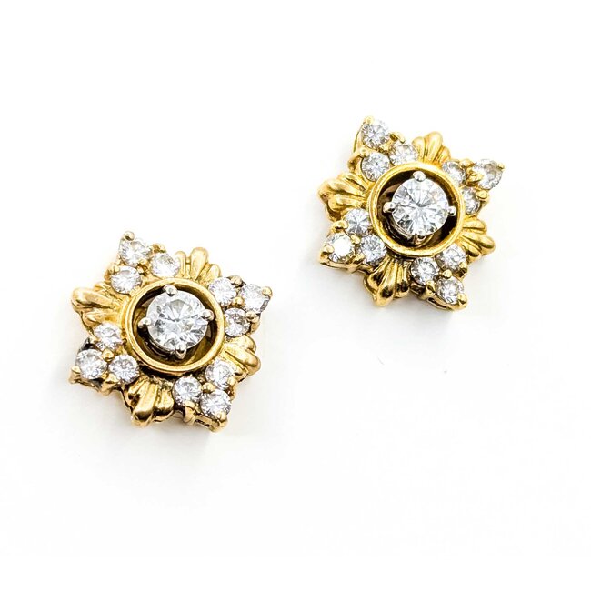Earrings Snowflake 1.86ctw Round Diamonds 18ky 17.5mm 9.5g 225070011