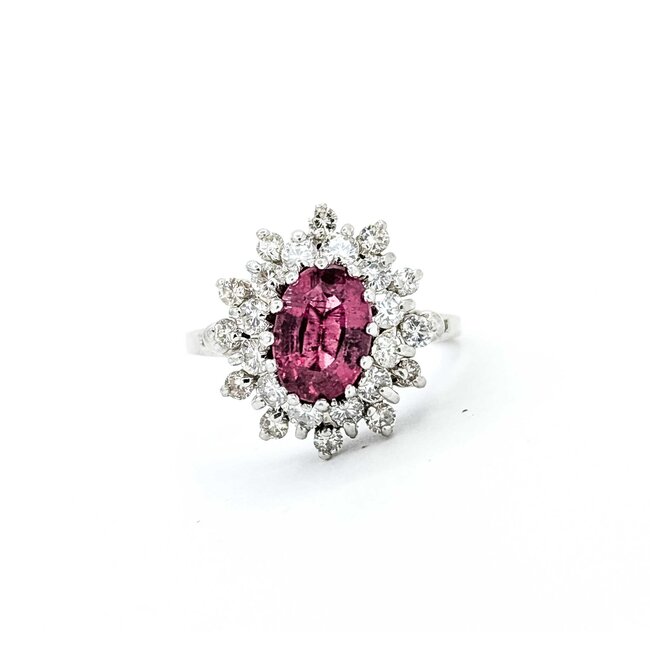 Ring Halo 1.05ctw Round Diamonds 1.80ct Pink Tourmaline 14kw Sz8 5.7g 225070031