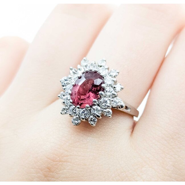 Ring Halo 1.05ctw Round Diamonds 1.80ct Pink Tourmaline 14kw Sz8 5.7g 225070031