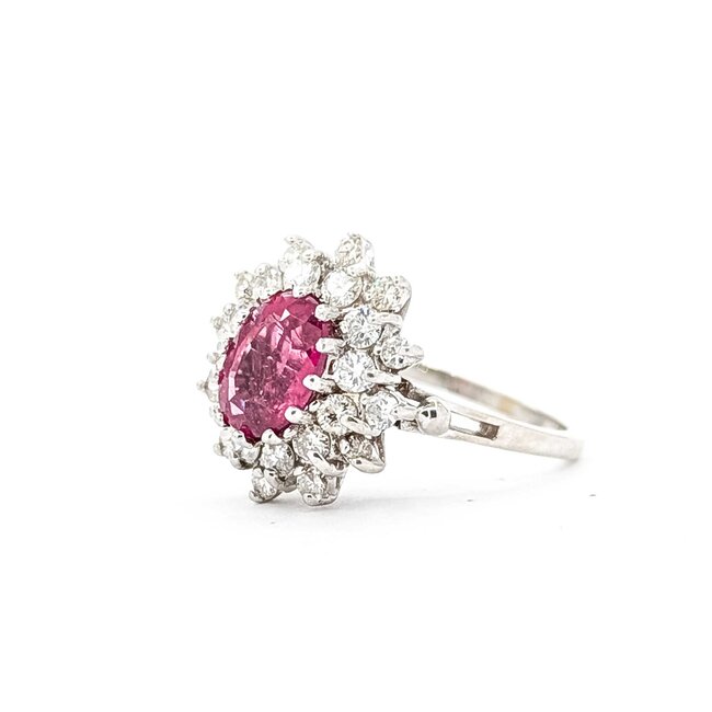 Ring Halo 1.05ctw Round Diamonds 1.80ct Pink Tourmaline 14kw Sz8 5.7g 225070031