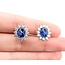 Earrings Halo Omega Back 1.68ctw Round Diamonds 6.96ctw Sapphire 14kw 16x14mm 7.1g 225070025