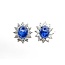 Earrings Halo Omega Back 1.68ctw Round Diamonds 6.96ctw Sapphire 14kw 16x14mm 7.1g 225070025
