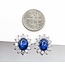 Earrings Halo Omega Back 1.68ctw Round Diamonds 6.96ctw Sapphire 14kw 16x14mm 7.1g 225070025