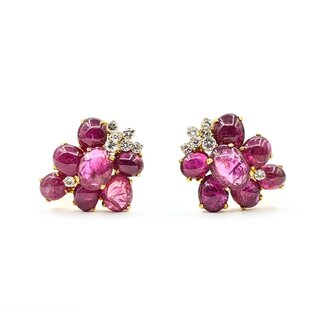 Earrings Mecan Elde Clip On Mid Century .60ctw Round Diamonds 15ctw Ruby 18ky 22x19mm 13.0g 225070019