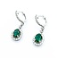 Earrings Dangle Halo .70ctw Round Diamonds 1.40ctw Emerald 18kw 28x8.5mm 3.3g 225070024