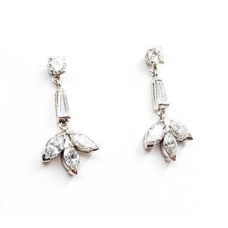 Earrings Mid Century Friction Back 1.40ctw Marquise/Baguette/Round Diamonds 14kw 25x12 3.2g 225070016