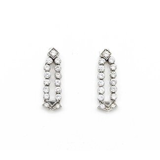 Earrings Art Deco 1.80ctw Triangle/Old European Diamonds Platinum 25.5x8.5mm 6.1g 225070022