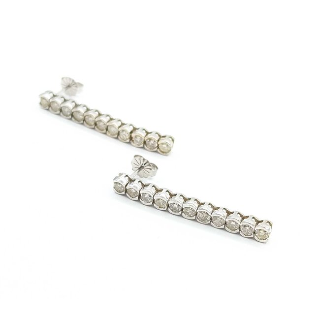 Earrings Bezel Set Dangle 2.20ctw Round Diamonds 14kw 38x4mm 6.8g 225070013