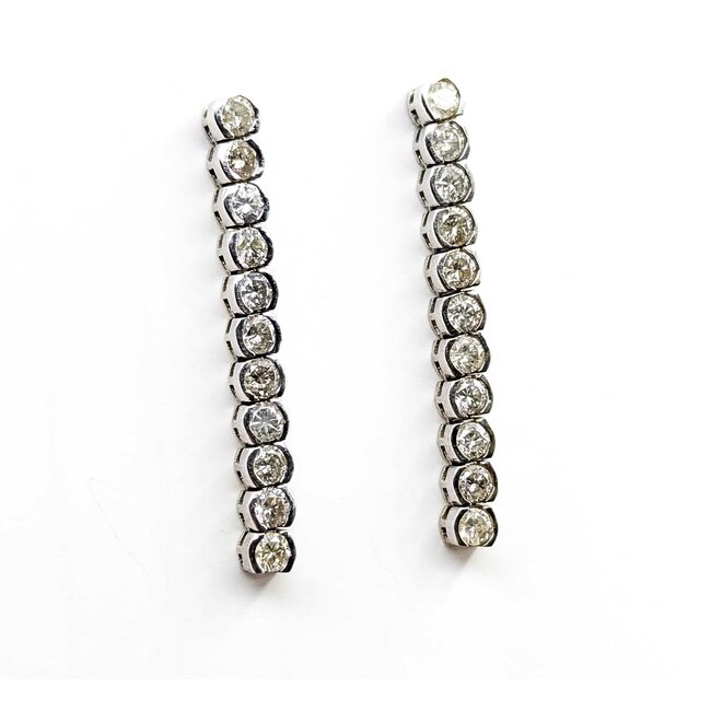 Earrings Bezel Set Dangle 2.20ctw Round Diamonds 14kw 38x4mm 6.8g 225070013