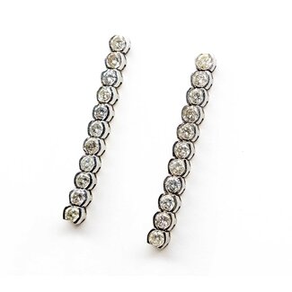 Earrings Bezel Set Dangle 2.20ctw Round Diamonds 14kw 38x4mm 6.8g 225070013