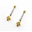 Earrings Dangle Friction Back .30ctw Round Diamonds 1.10ctw Yellow Sapphire 14ktt 28x7mm 3.5g 225070026