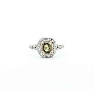 Ring Double Halo .53ctw Diamonds .79ct Alexandrite GIA: 5231584983 14ktt 10.5x10mm Sz6.5 2.9g 125060011