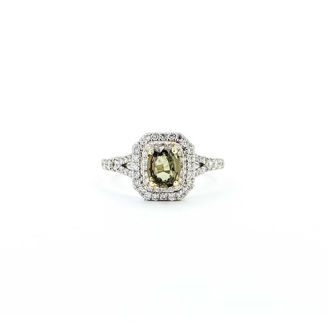 Ring Double Halo .53ctw Diamonds .79ct Alexandrite GIA: 5231584983 14ktt 10.5x10mm Sz6.5 2.9g 125060011