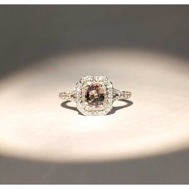 Ring Double Halo .53ctw Diamonds .79ct Alexandrite GIA: 5231584983 14ktt 10.5x10mm Sz6.5 2.9g 125060011