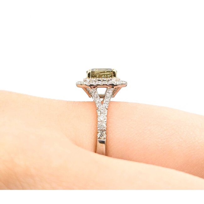 Ring Double Halo .53ctw Diamonds .79ct Alexandrite GIA: 5231584983 14ktt 10.5x10mm Sz6.5 2.9g 125060011