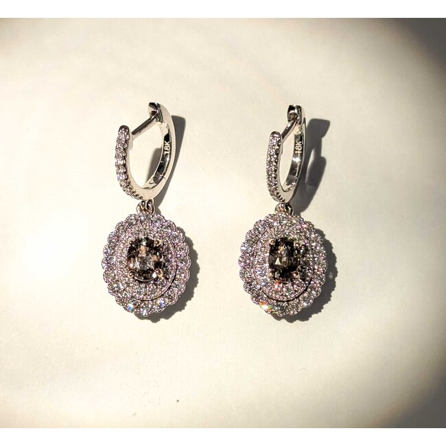 Earrings Dangle Milgrain .87ctw Diamonds Alexandrite GIA: 2235584347, 1236584996 18kw 1x.45" 5.4g 125060026