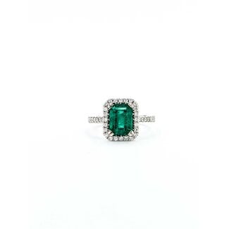 Ring Halo .30ctw Round Diamonds 1.71ct Emerald 14kw 12x10.5mm Sz6.5 3.1g 125060019