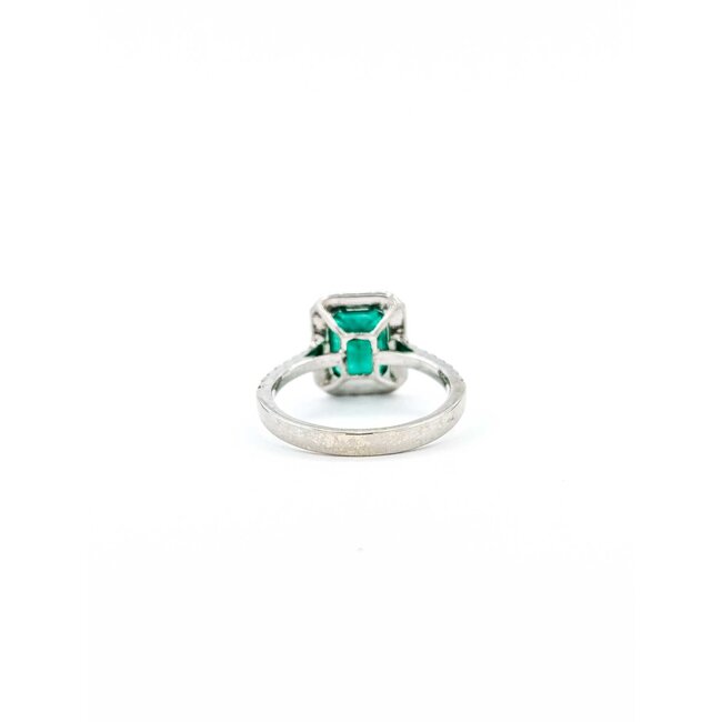 Ring Halo .30ctw Round Diamonds 1.71ct Emerald 14kw 12x10.5mm Sz6.5 3.1g 125060019