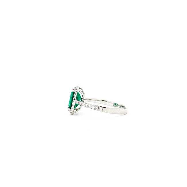 Ring Halo .30ctw Round Diamonds 1.71ct Emerald 14kw 12x10.5mm Sz6.5 3.1g 125060019