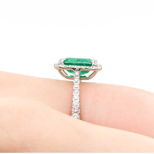 Ring Halo .30ctw Round Diamonds 1.71ct Emerald 14kw 12x10.5mm Sz6.5 3.1g 125060019
