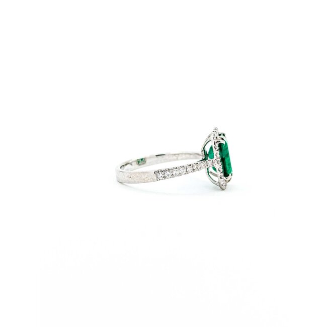 Ring Halo .30ctw Round Diamonds 1.71ct Emerald 14kw 12x10.5mm Sz6.5 3.1g 125060019