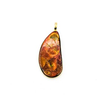 Pendant Bezel Freeform Ammolite 18ky 45x18.5mm 7.3g 225070126