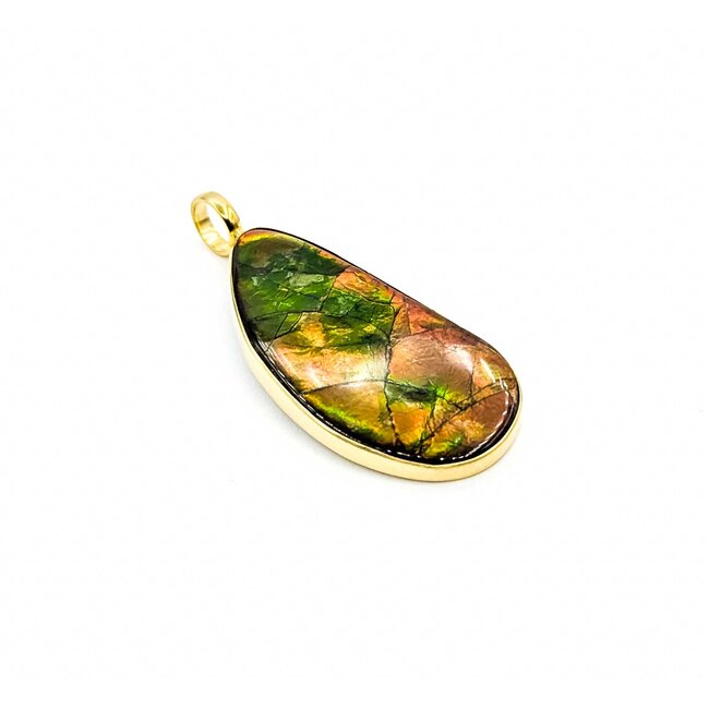 Pendant Bezel Freeform Ammolite 18ky 45x18.5mm 7.3g 225070126