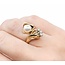Ring Mid Century Fan Style .09ctw Round Diamonds 6.8mm Akoya Pearl 14ky Sz5 5.8g 225070104