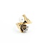 Ring Mid Century Fan Style .09ctw Round Diamonds 6.8mm Akoya Pearl 14ky Sz5 5.8g 225070104