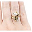 Ring Mid Century Fan Style .09ctw Round Diamonds 6.8mm Akoya Pearl 14ky Sz5 5.8g 225070104