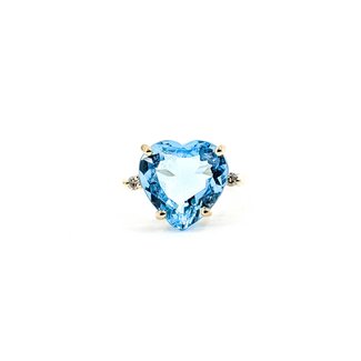 Ring Heart .03ctw Round Diamonds 6.5ct Topaz 14ky Sz6.5 4.7g 225070107