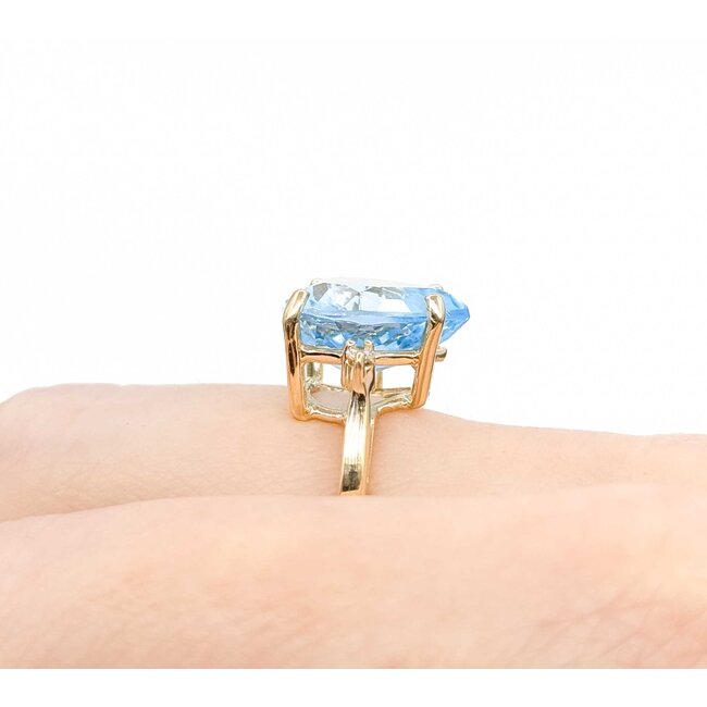 Ring Heart .03ctw Round Diamonds 6.5ct Topaz 14ky Sz6.5 4.7g 225070107